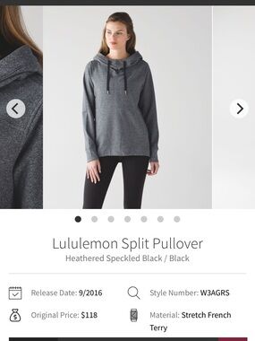lululemon athletica Heathered Speckled Black Split Pullover Hoodie